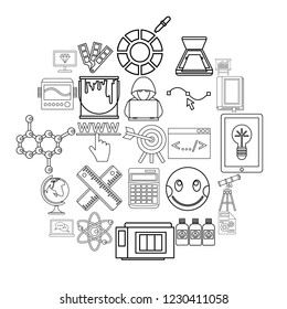 Study icons set. Outline set of 25 study vector icons for web isolated on white background