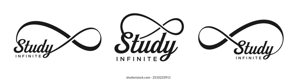 study Infinity logo design, wordmark study with Infinity icon combination, vector illustration