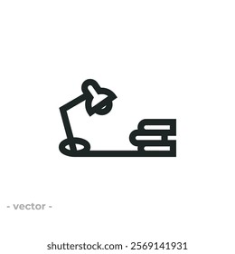 Study lamp and book icon isolated on white background. Vector illustrations are made with vector-based software, not AI generated results.