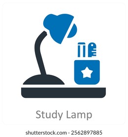Study lamp and desk icon concept
