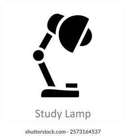 Study lamp and desk icon concept