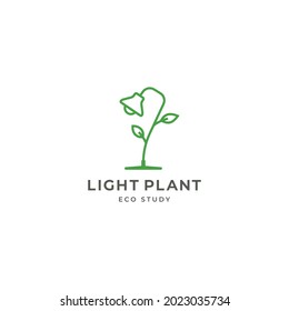 Study lamp with leaves eco light logo icon sign symbol design concept. Vector illustration. Isolated object on background 