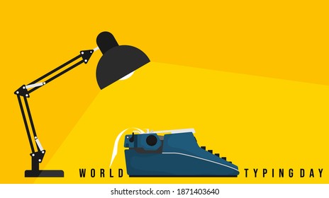 Study lamp lighting on the typewriter vector illustration. Good template for World Typing Day design.