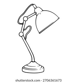 study lamp line art hand drawn illustration