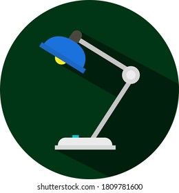 Study lamp vector icon. Lamp vector illustration. Table lamp vector illustration. Isolated on green background.