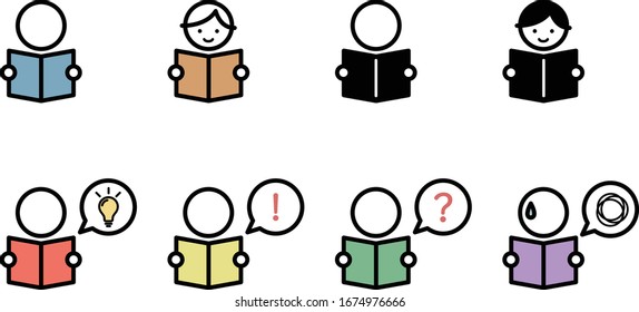 study learn book human icon set