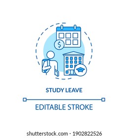 Study leave concept icon. Paid leave idea thin line illustration. Releasing from duties performance. Improving worker potential. Vector isolated outline RGB color drawing. Editable stroke