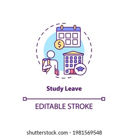 Study leave concept icon. Paid leave idea thin line illustration. Employee ability to pursue studies course. Improving worker potential. Vector isolated outline RGB color drawing. Editable stroke