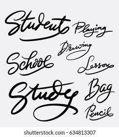 Study lesson hand written typography. Good use for logotype, symbol, cover label, product, brand, poster title or any graphic design you want. Easy to use or change color 