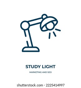 Study light icon. Linear vector illustration from marketing and seo collection. Outline study light icon vector. Thin line symbol for use on web and mobile apps, logo, print media.