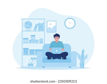 study in the living room trending concept flat illustration