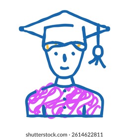 study male doodle icon sketch vector. study male sign. isolated symbol illustration
