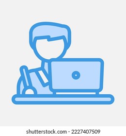 Study man icon in blue style, use for website mobile app presentation