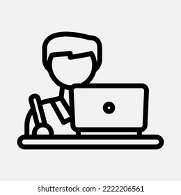 Icono del hombre de estudio en estilo de línea, uso para presentación de aplicaciones móviles del sitio web