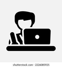 Study man icon in solid style, use for website mobile app presentation