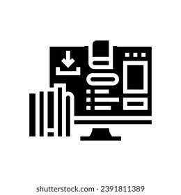 study materials online learning platform glyph icon vector. study materials online learning platform sign. isolated symbol illustration