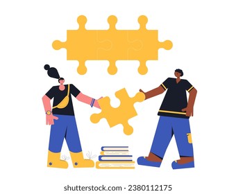 Study with me. Study buddy. Education together. Vector illustration.
