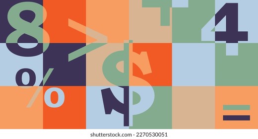 Study Motivational Trending Geometrical Design. Used Symbols, Numbers, Signs and Squares. For all kind of designs. Best design for wallpaper, book cover, print and more. Used stylish color palette.