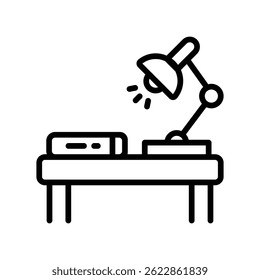 Study At Night Vector outline icon. Eps10 file 