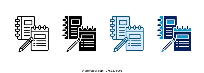 Study Notes Icon Set Multiple Style Collection