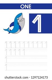 The study of numbers. Children's educational material. Number 1. Vector