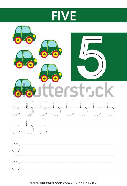 The study of numbers. Children\'s educational\
material. Number 5. Vector