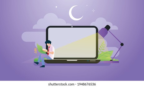 bis spät in die Nacht im Büro studieren