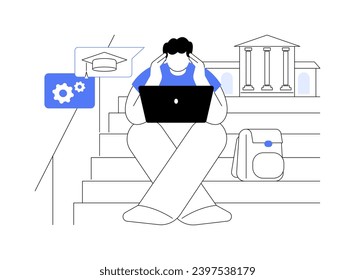 Study on the way isolated cartoon vector illustrations. Confused guy tries to learn his homework at the last moment, prepare for classes, educational process, student lifestyle vector cartoon.
