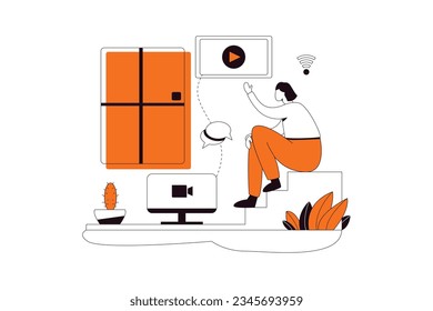 Estudio en línea, Ilustración de estilo plano empresarial