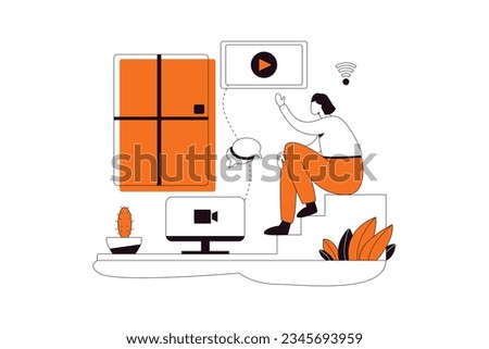Study online, Business Flat Style Illustration