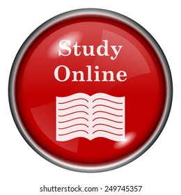 Study online icon. Internet button on white background. 