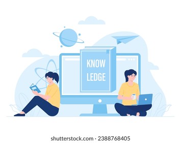 Online-Studie und Suche nach Informationen über das Internet-Trendkonzept flache Illustration