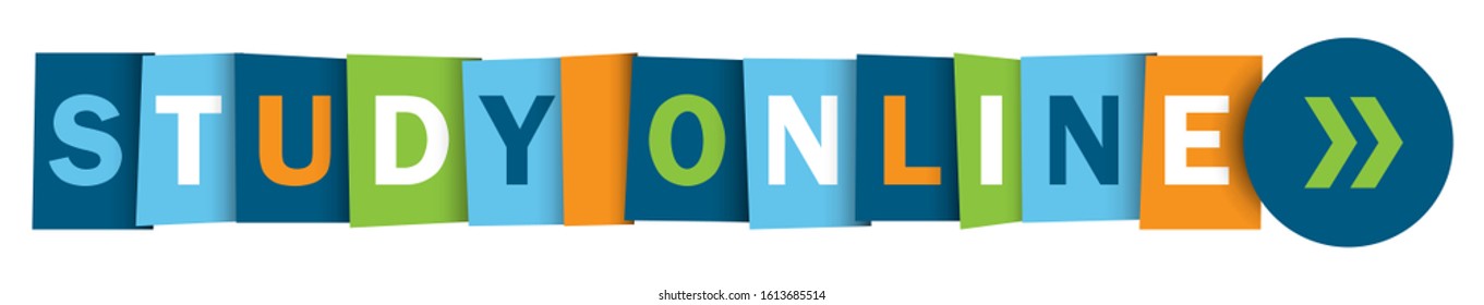 STUDY ONLINE vector typography web button