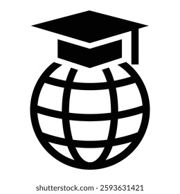 study overseas solid icon, representing education abroad, international students, travel, learning.