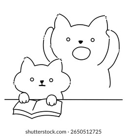 Study panic cat line art outline illustration 
