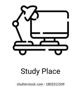 study place line icon isolated on white background