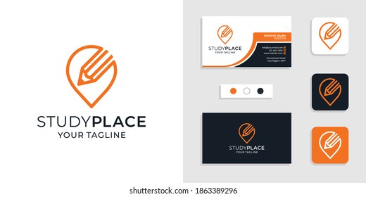 Study place location logo icon and business card design template