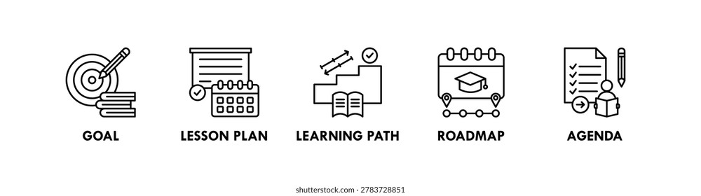 Study Plan banner web icon illustration concept with icon of goal, lesson plan, learning path, roadmap, and agenda