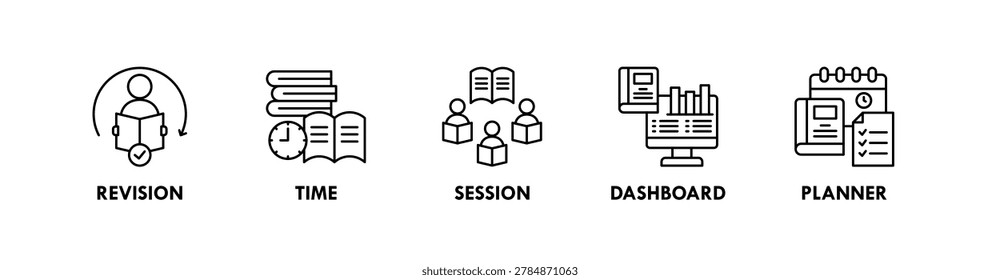 Study Plan banner web icon illustration concept with icon of revision, time, session, dashboard, and planner