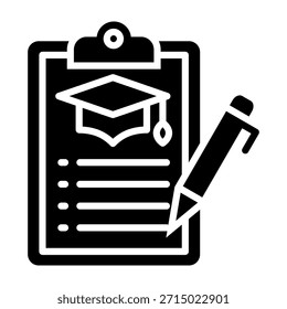 Ilustración vectorial de estilo de glifo de icono de Plan de estudio