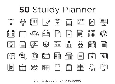 Planejador de Estudo Linha Arte Ícone Design.eps
