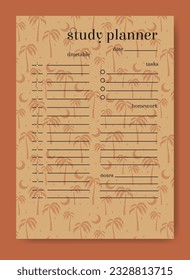Study planner minimalist summer palms page design.