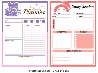 Study Planner Templates And Design Illustration