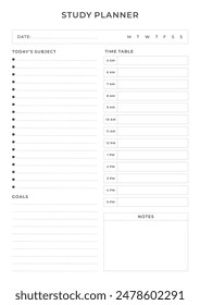 Study Planning Page, Planner Sheet A4 a comprehensive set of tools designed to streamline your academic journey