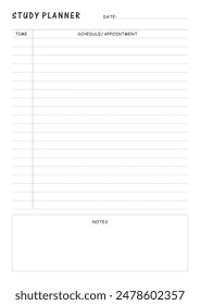 Study Planning Page, Planner Sheet A4 a comprehensive set of tools designed to streamline your academic journey