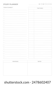 Study Planning Page, Planner Sheet A4 a comprehensive set of tools designed to streamline your academic journey