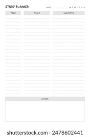 Study Planning Page, Planner Sheet A4 a comprehensive set of tools designed to streamline your academic journey