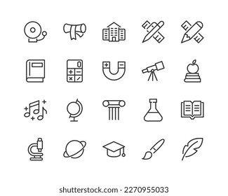 study premium line icons. Pack of outline objects for web and UIUX design. Icon collection