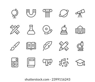 estudiar iconos de línea premium. Paquete de objetos de esquema para diseño web y UIUX. Colección de iconos