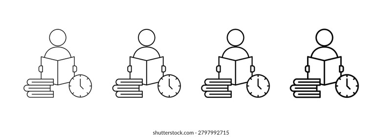 Study Preparation Icons Vector Set In Different Stroke Line Style